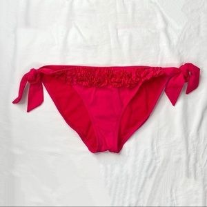 Kenneth Cole pink ruffle bikini bottom, side tie L